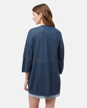 Blue Women's Organic Cotton Knit Cardigan