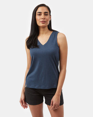 Blue Women's Recycled V-Neck Tank Top