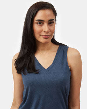 Blue Women's Recycled V-Neck Tank Top