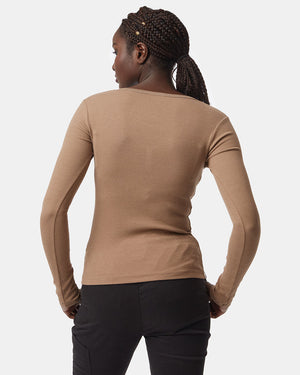 Brown_Women's_Eco-Friendly_V-Neck_Top