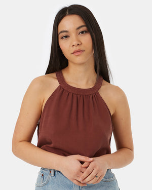 Brown Women's Halter Neck Tank Top