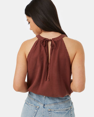 Brown Women's Halter Neck Tank Top