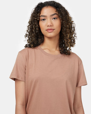 Brown Organic Cotton Crew Neck T-Shirt