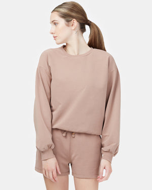 Brown Women's Balloon Sleeve Pullover