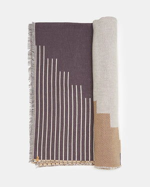 Brown,Gray Organic Cotton Woven Blanket