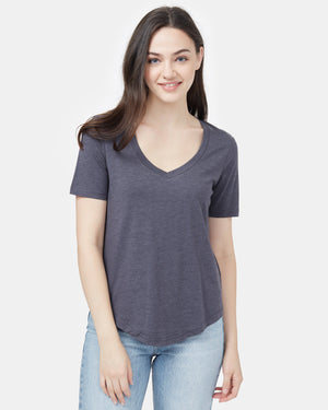 Gray V-Neck Short Sleeve T-Shirt