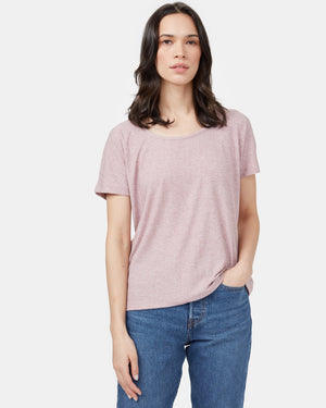 Gray,Purple Short Sleeve Scoop Neck T-Shirt