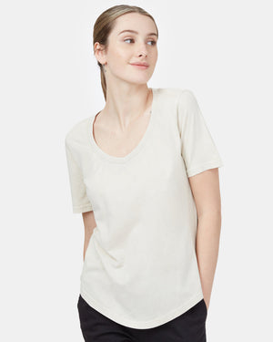 Gray,White Organic Cotton V Neck T-Shirt