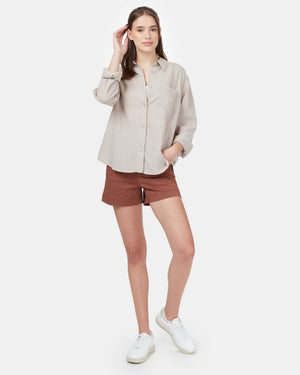 Gray,White Women's Hemp Button-Up