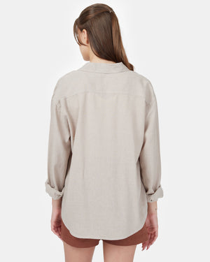 Gray,White Women's Hemp Button-Up