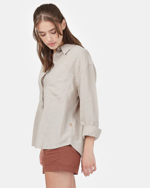 Gray,White Women's Hemp Button-Up