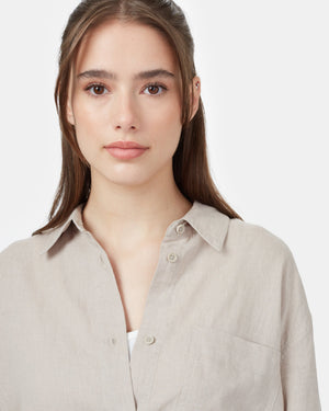 Gray,White Women's Hemp Button-Up