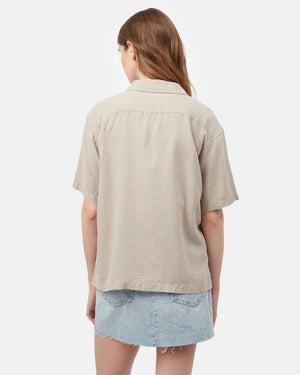 Gray,White Women's Hemp Oversized Shirt