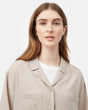 Gray,White Women's Hemp Oversized Shirt