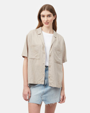 Gray,White Women's Hemp Oversized Shirt