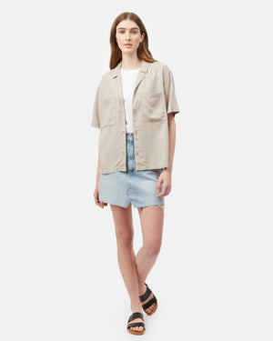 Gray,White Women's Hemp Oversized Shirt