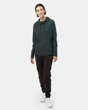 Green Women's Cowl Neck Fleece Hoodie