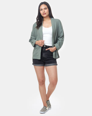 Green Women's Organic Cotton Woven Cardigan