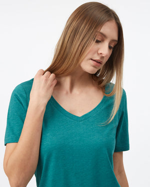 Green V-Neck Short Sleeve T-Shirt