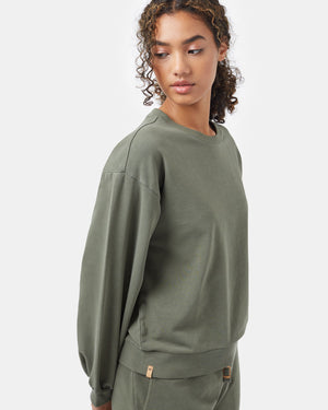 Green Women's Balloon Sleeve Pullover