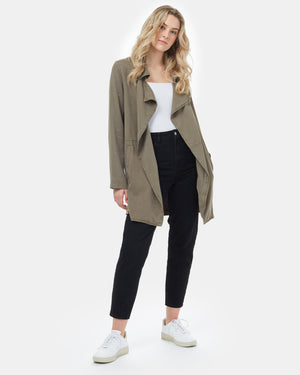 Green Women's Lightweight Mid Length Coat