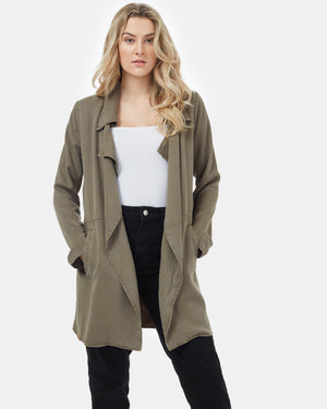 Green Women's Lightweight Mid Length Coat