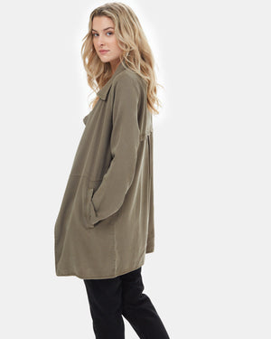 Green Women's Lightweight Mid Length Coat