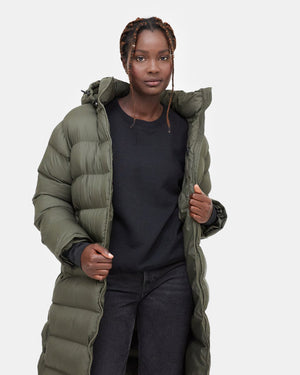 Green Women's Long Puffer Jacket