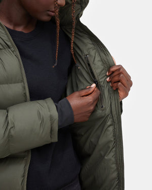 Green Women's Long Puffer Jacket