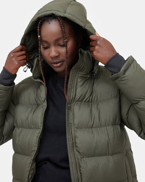 Green Women's Long Puffer Jacket