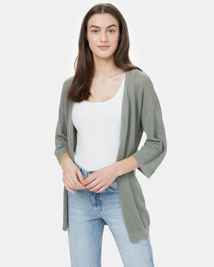 Green Women's Organic Cotton Knit Cardigan