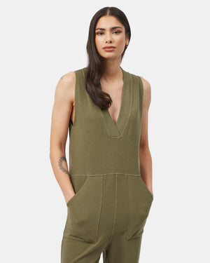 Green Women's Organic Cotton V-Neck Romper