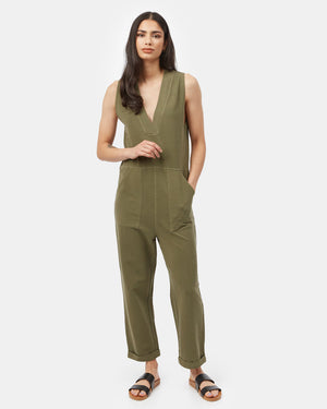 Green Women's Organic Cotton V-Neck Romper