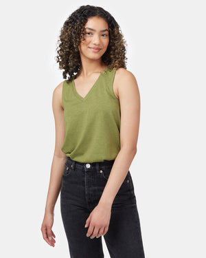 Green Women's Recycled V-Neck Tank Top