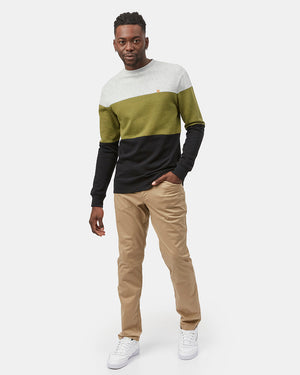 Green,Gray Men's Stripe Colour Crew Neck Sweatshirt