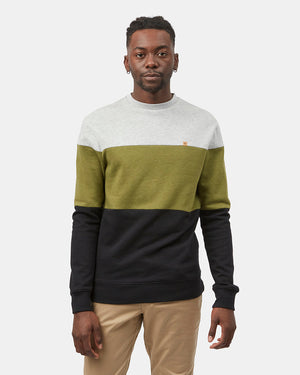 Green,Gray Men's Stripe Colour Crew Neck Sweatshirt