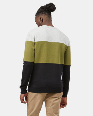 Green,Gray Men's Stripe Colour Crew Neck Sweatshirt