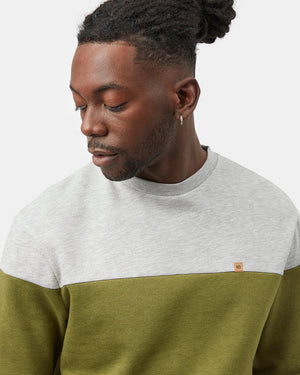 Green,Gray Men's Stripe Colour Crew Neck Sweatshirt