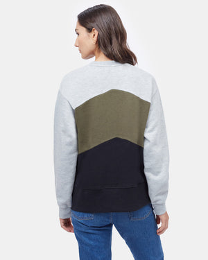 Green,Gray Women's Stripe Crew Neck Sweatshirt