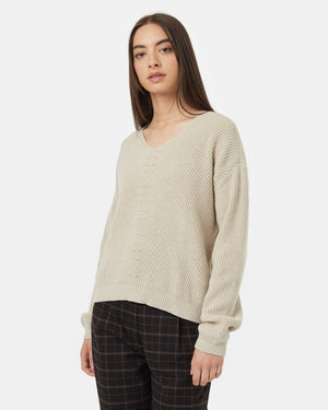 Oatmeal-Women_s-Organic-Cotton-V-Neck-Jumper