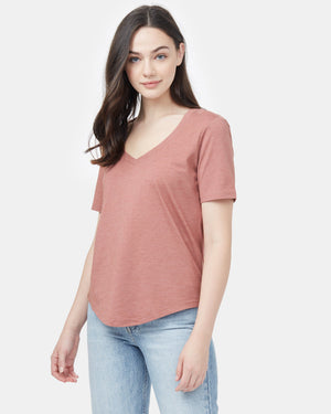 Pink V-Neck Short Sleeve T-Shirt