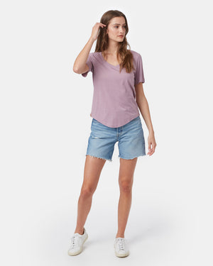 Purple V-Neck Short Sleeve T-Shirt