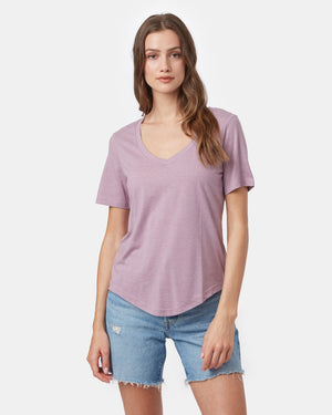 Purple V-Neck Short Sleeve T-Shirt