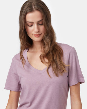 Purple V-Neck Short Sleeve T-Shirt