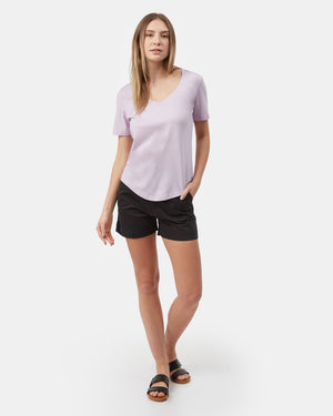 Purple V-Neck Short Sleeve T-Shirt