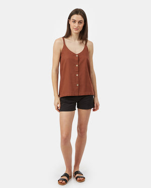 Red Women's Button Front Tank Top