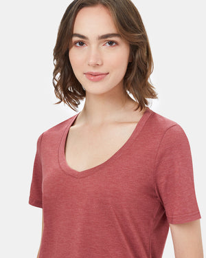 Red V-Neck Short Sleeve T-Shirt