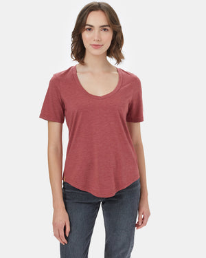 Red V-Neck Short Sleeve T-Shirt