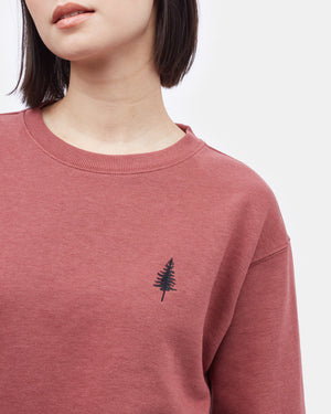 Red Women's Embroidered Crew Neck