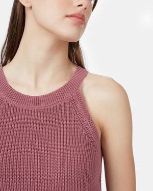 Red Women's Knit Halter Neck Top